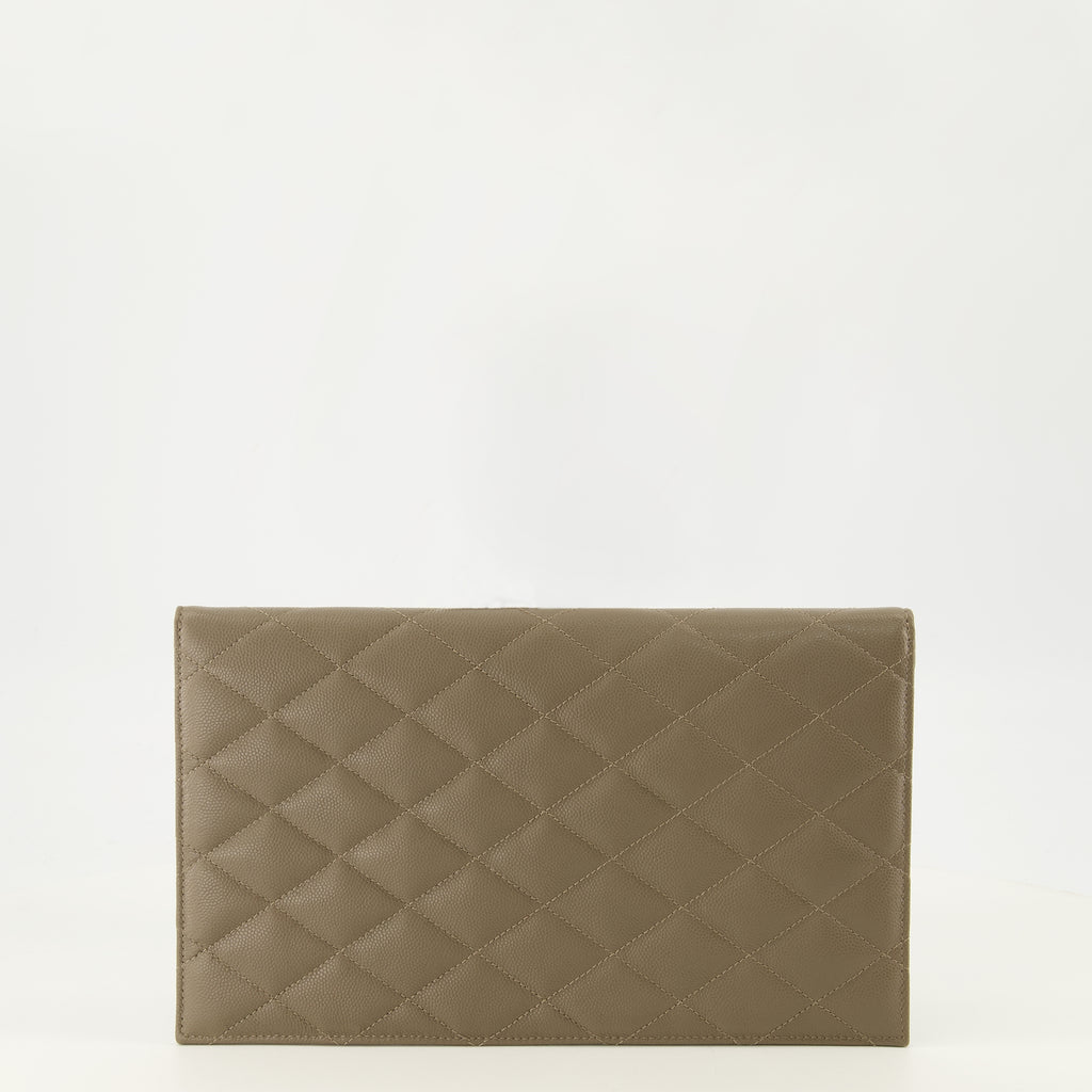 Pochettes Beige Leder Paris Clutch Saint Laurent Beige Femme