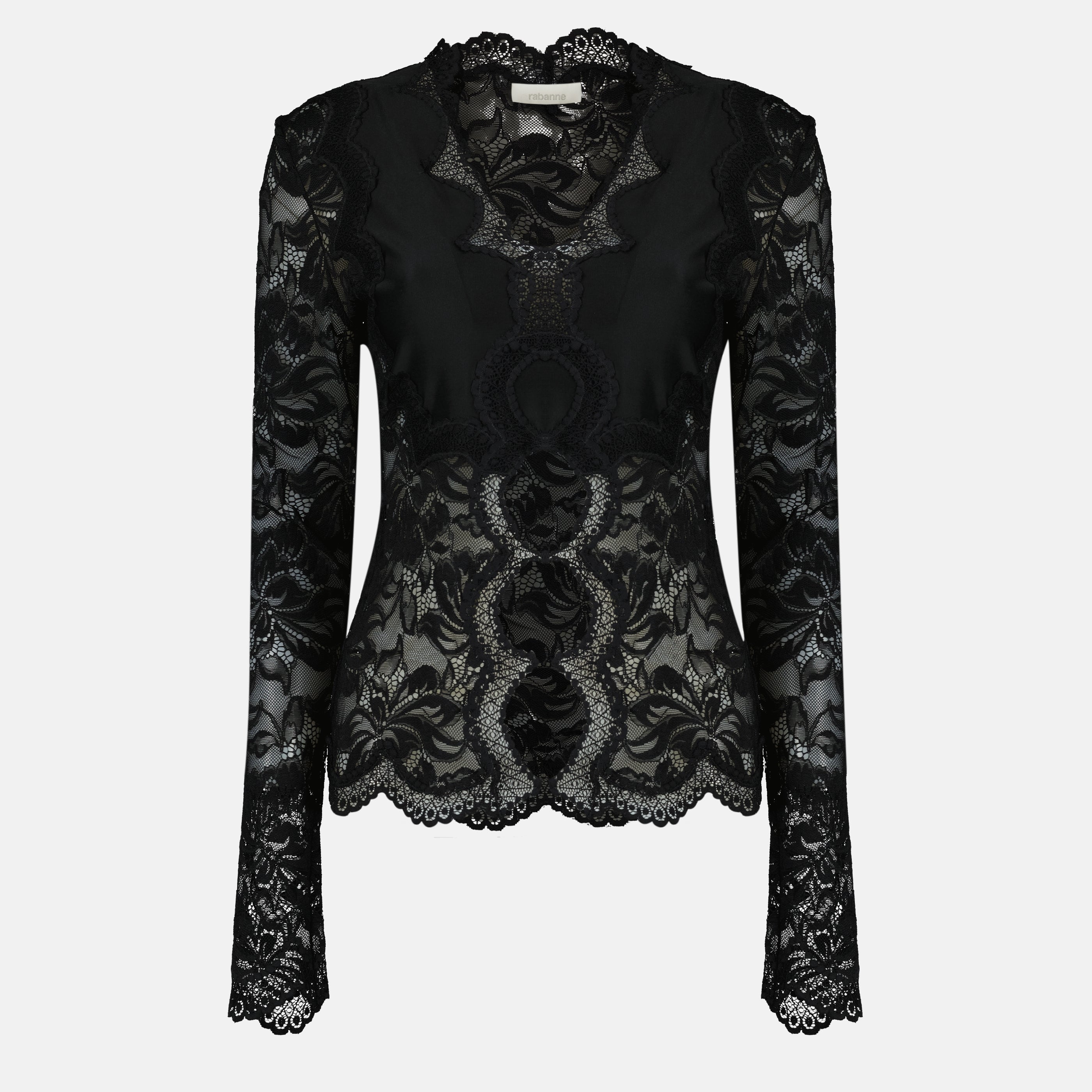 Image de l'article Top en dentelle et jersey noir de la marque Rabanne pour Femme - Saison Printemps-Été 2026 - Vue de Face