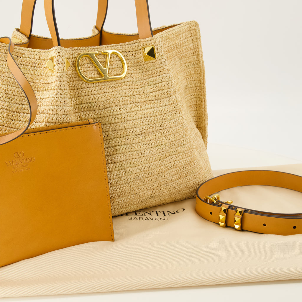 Sacs cabas 미디엄 스트로우 썸머 토트 Valentino Garavani Beige Femme