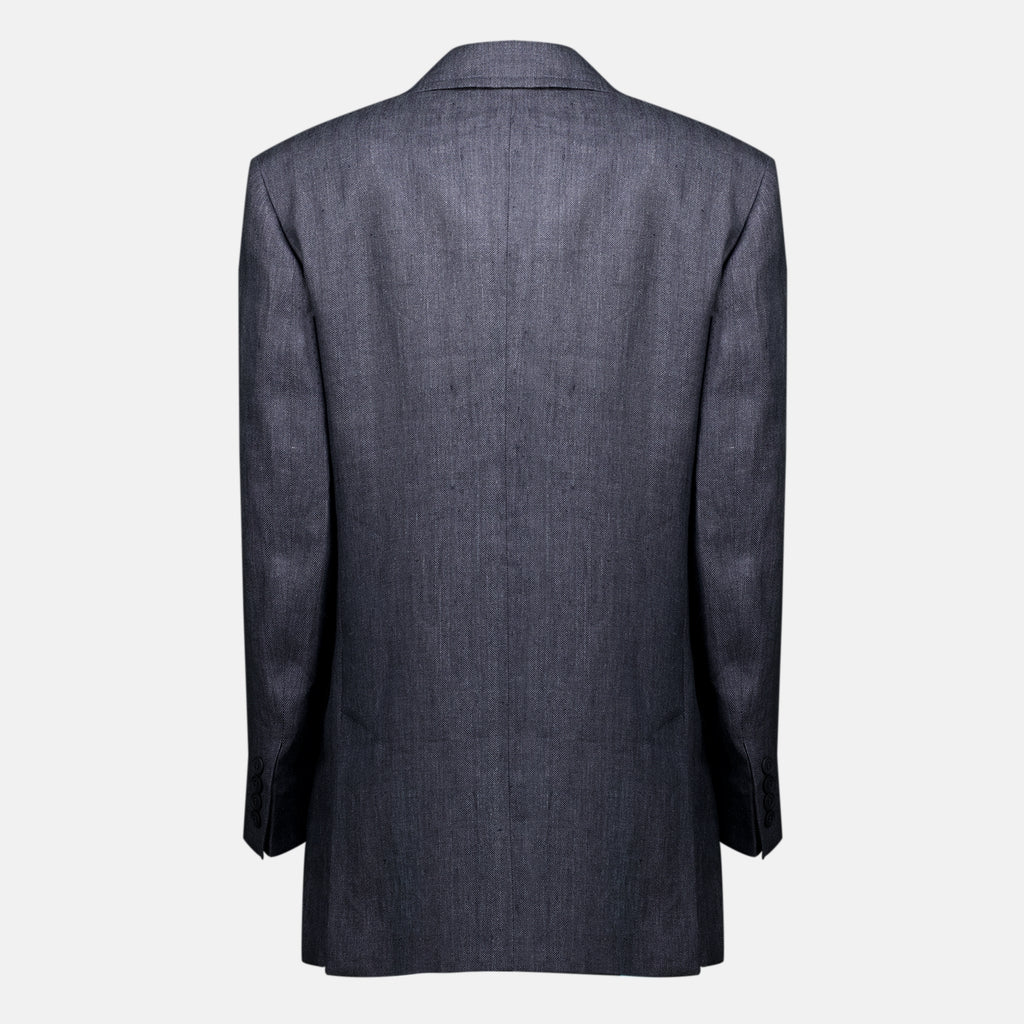 Vestes Blazer de Lino Chevron Gris Max Mara Gris Femme