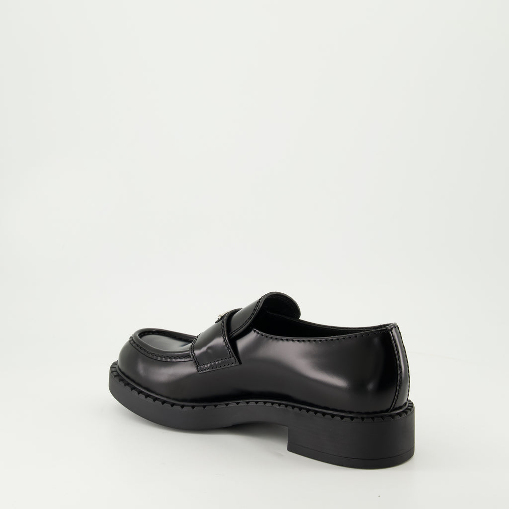 Loafers Chocolate Leather Loafers Prada Black Homme