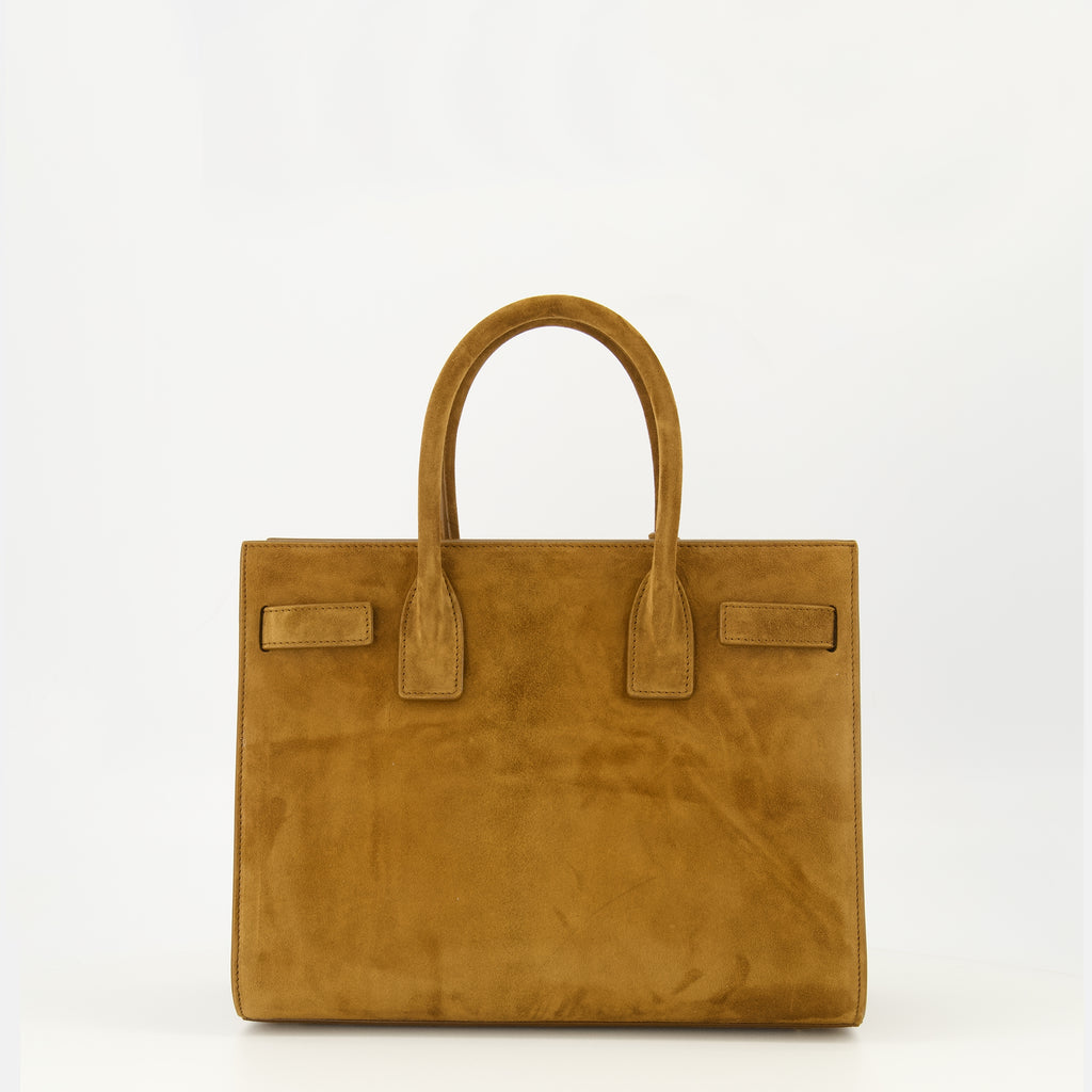 Image de l'article Sac de jour en baby en suède marron de la marque Saint Laurent pour Femme - Saison Printemps-Été 2026 - Vue de Dos