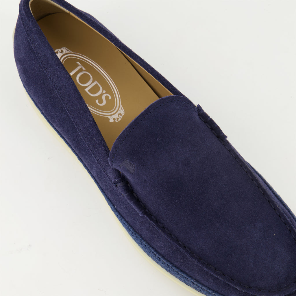 Loafers Suede Leather Loafers Tod's Blue Homme