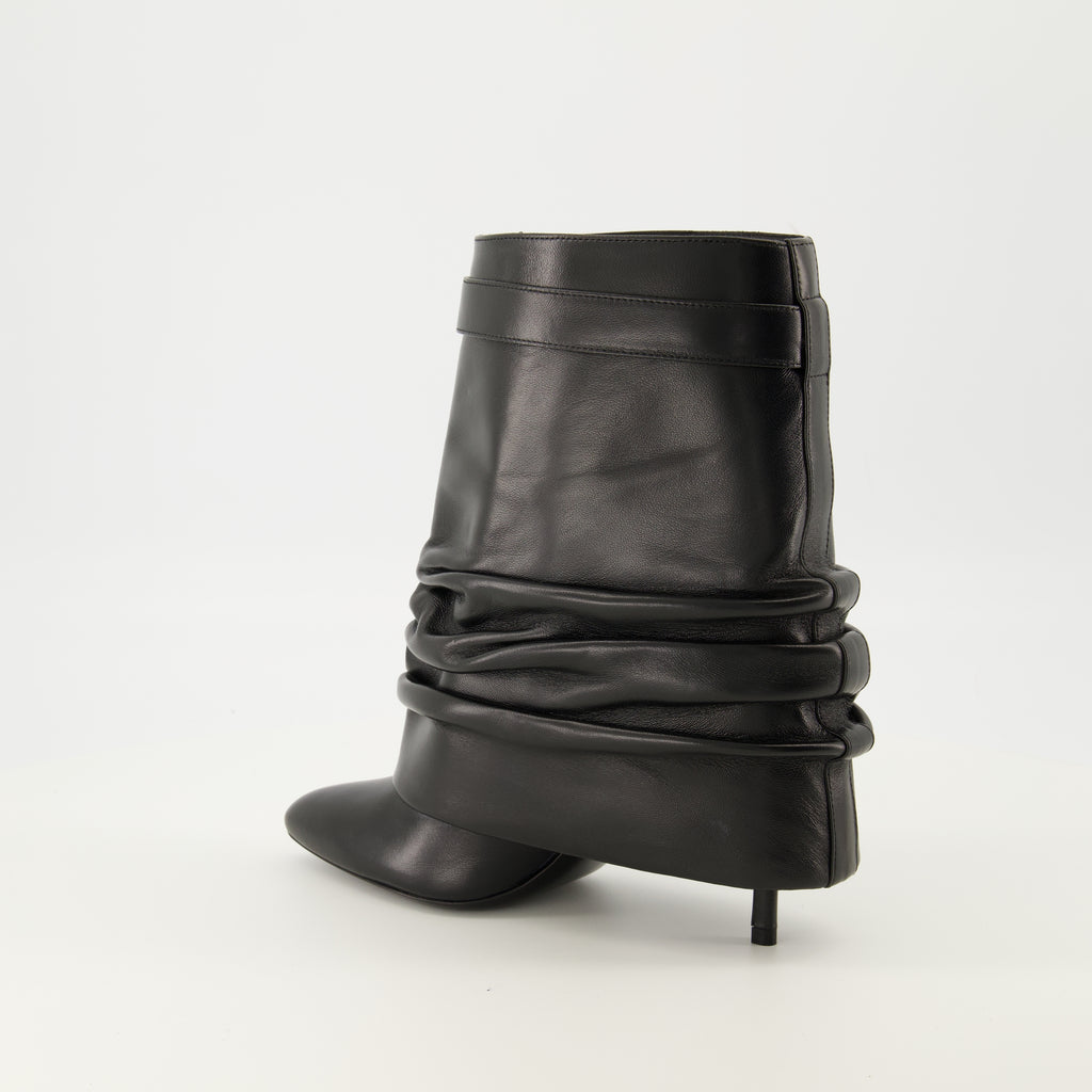 Image of the Givenchy Shark Lock ankle boots for women - Autumn-Winter 2025 season - Three-quarter back right view