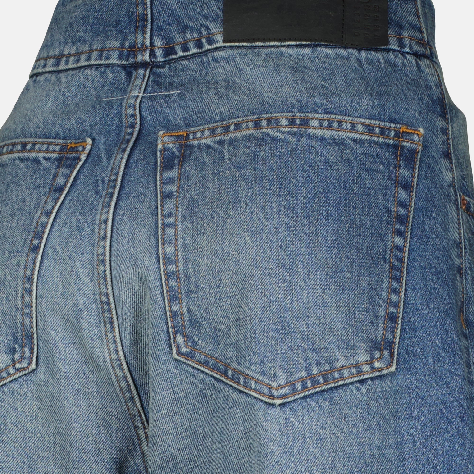 Pantalons Straight Blue Denim Jeans Mm6 Bleu Femme