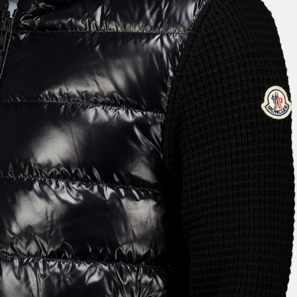 Maille Zweifarbige schwarze Jacke aus Wolle und Cashmere Moncler Noir Homme