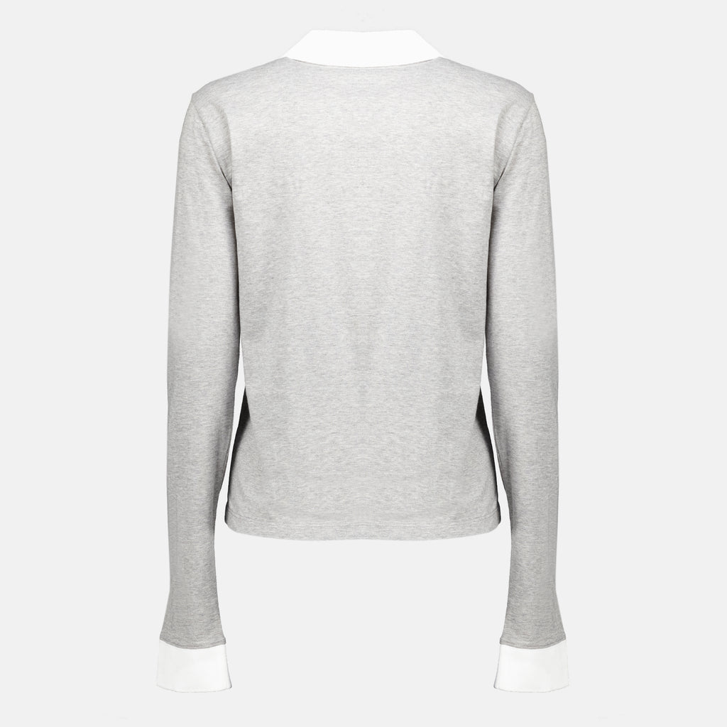 Maille Polo de Jersey Cinza Miu Miu Gris Femme