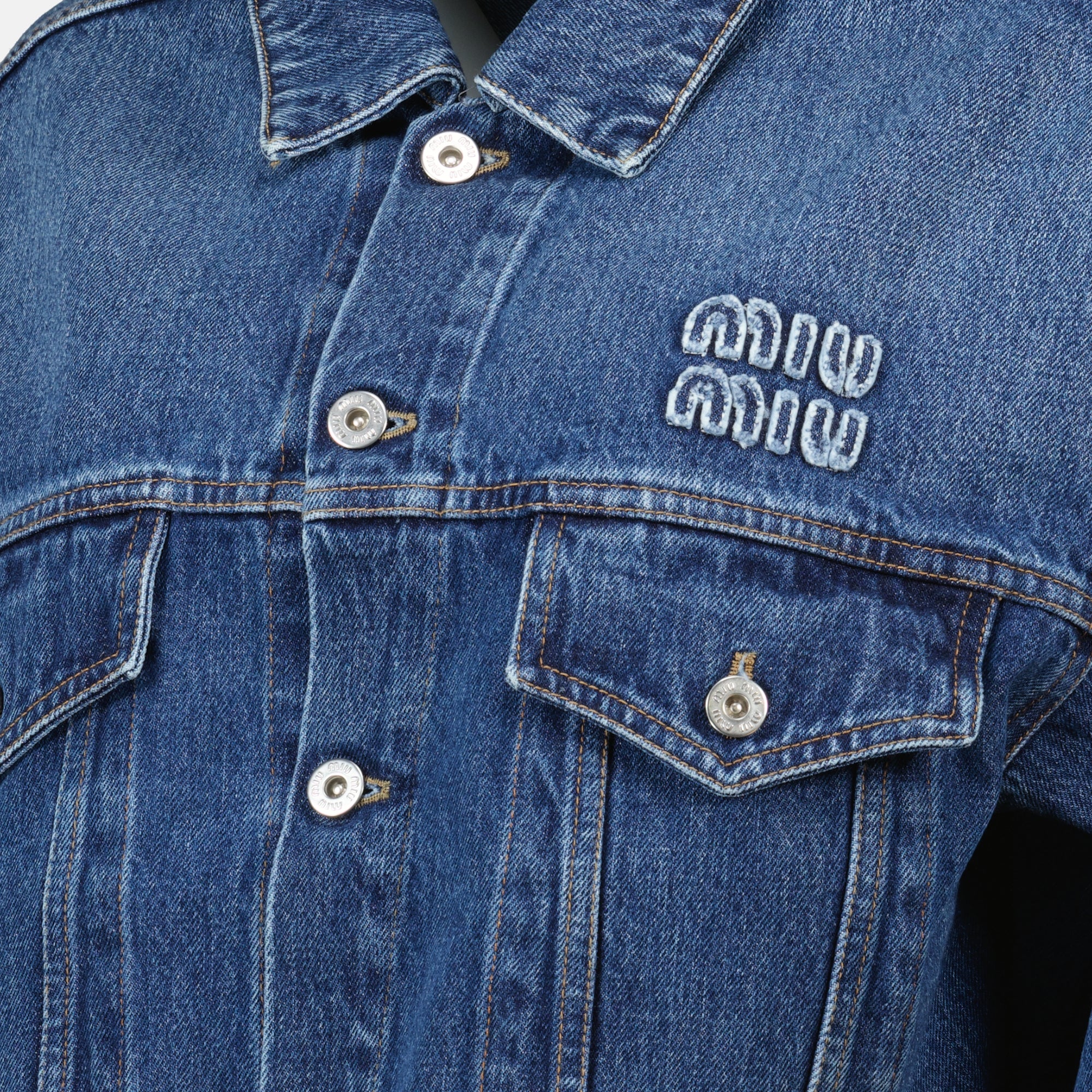 Vestes 숏 데님 자켓 Miu Miu Bleu foncé Femme