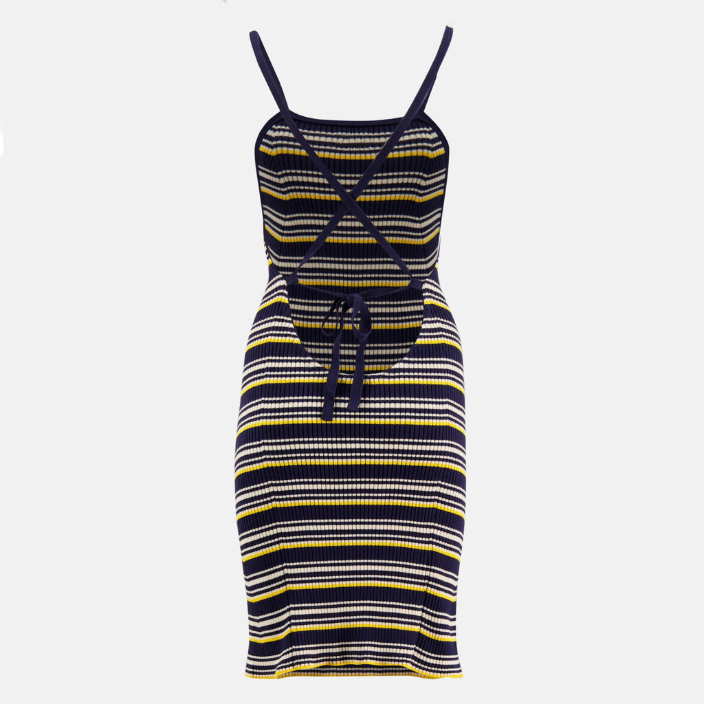 Robes Vestido de Malha às Riscas Azuis Miu Miu Bleu foncé Femme