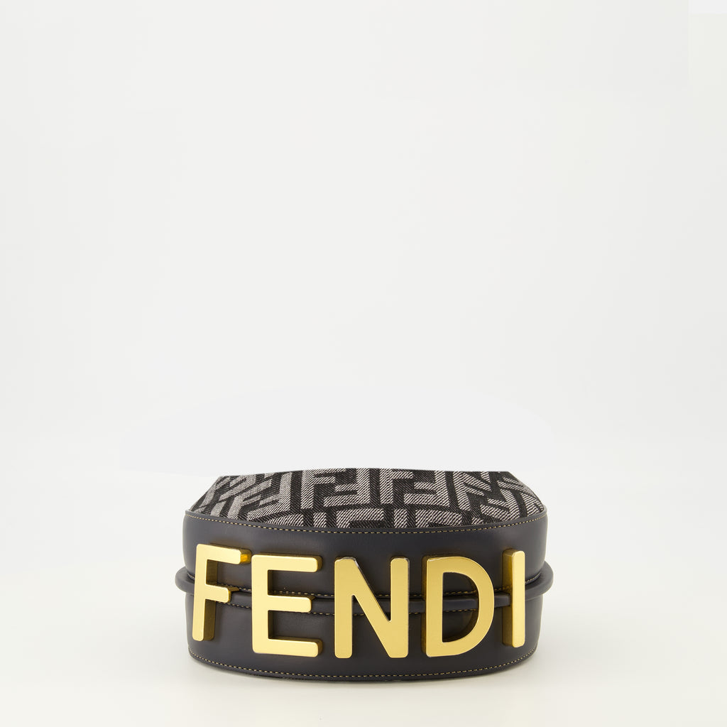 Image de l'article Sac Fendigraphy mini en denim FF de la marque Fendi pour Femme - Saison Automne-Hiver 2025 - Vue de Dos