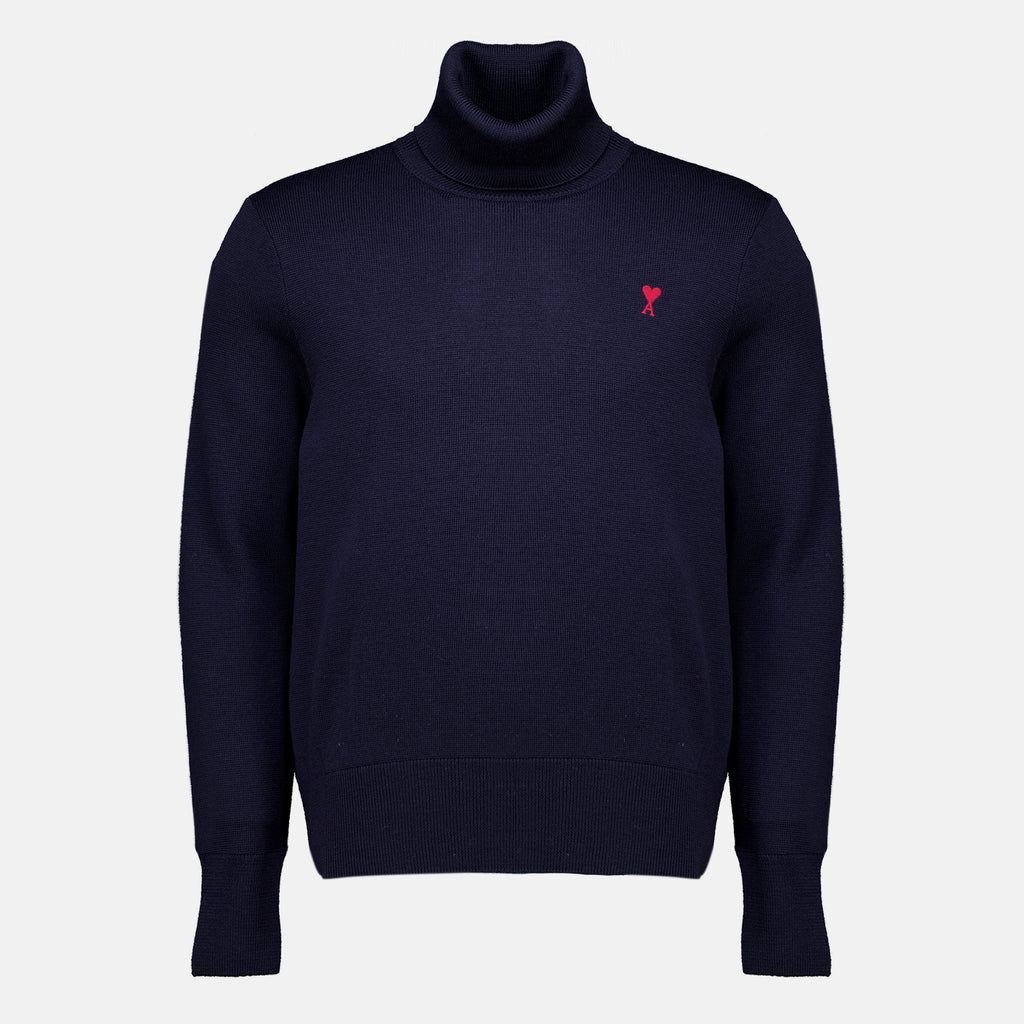 Maille Navy Blue Wool Turtleneck Ami PARIS Bleu foncé Homme