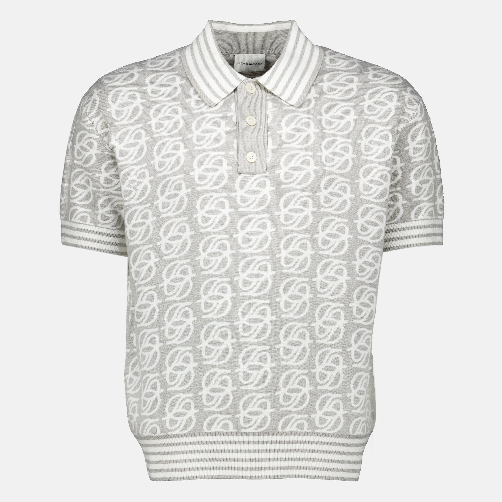 Maille D Miror Grey Knit Polo Drole De Monsieur Gris Homme