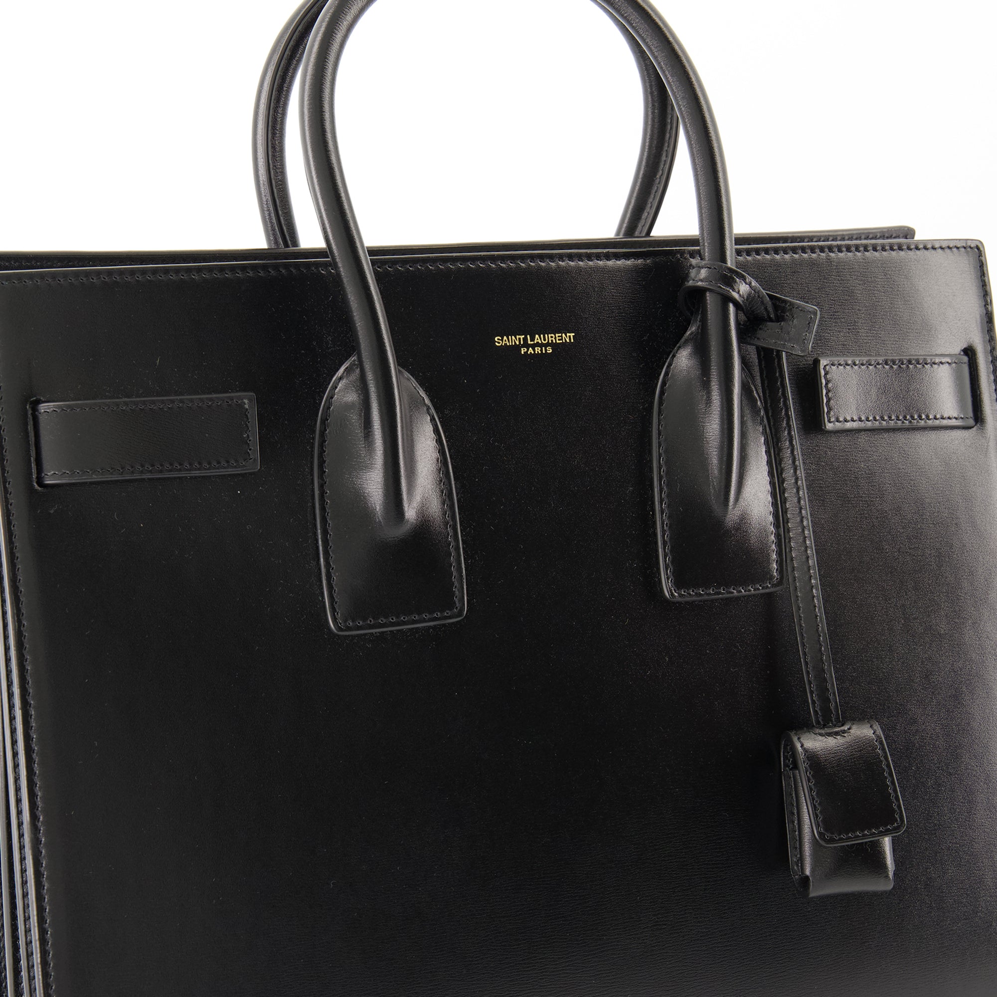 Sacs à main et épaule Sac de jour small en cuir noir Saint Laurent Noir Femme
