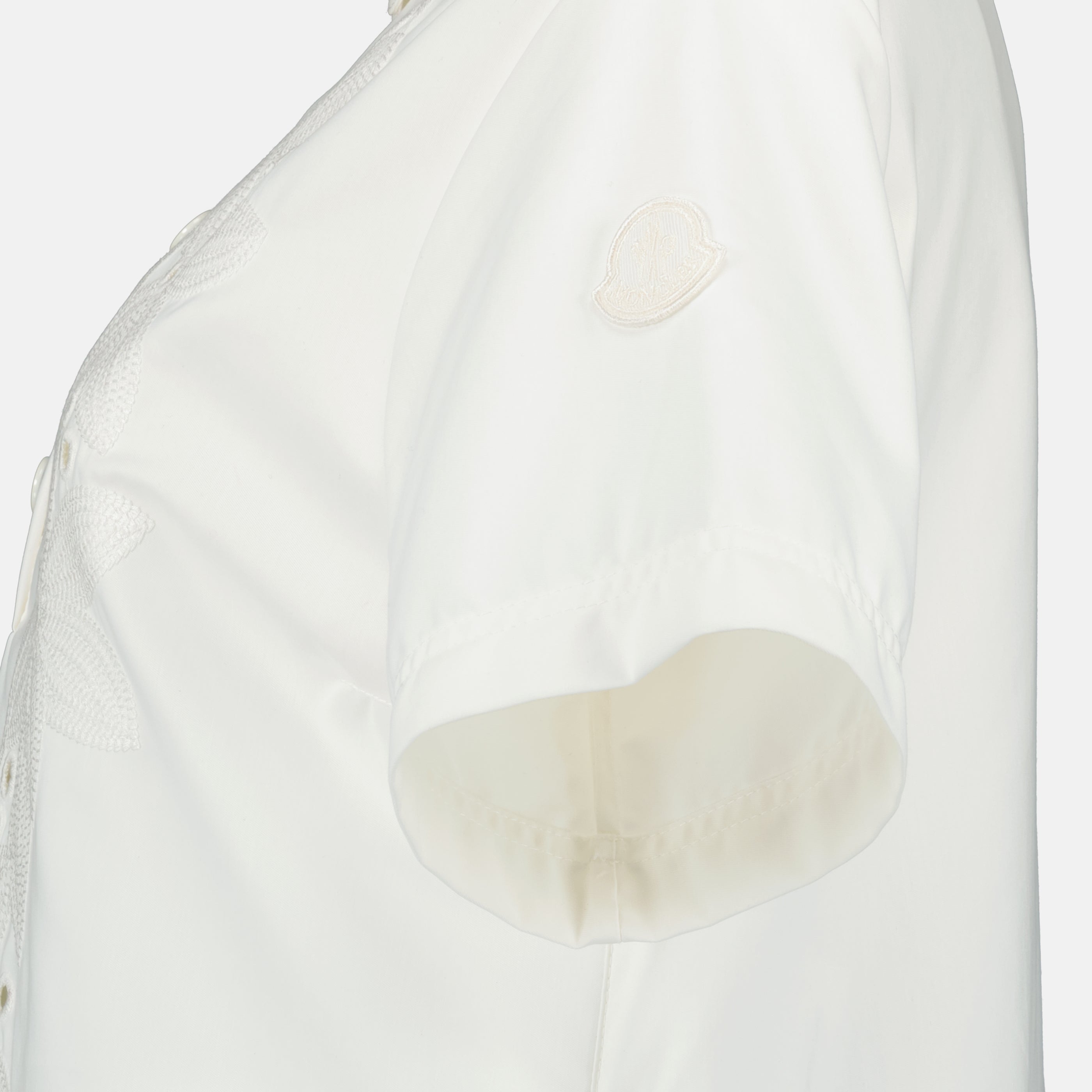 Robes Robe chemise brodée blanche en coton Moncler Blanc Femme