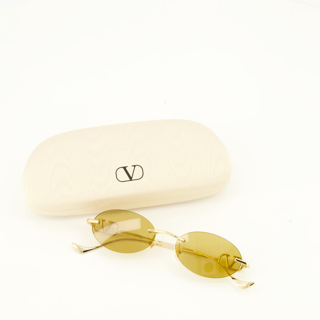 Lunettes Occhiali Geometrici in Metallo Valentino Garavani Doré Femme