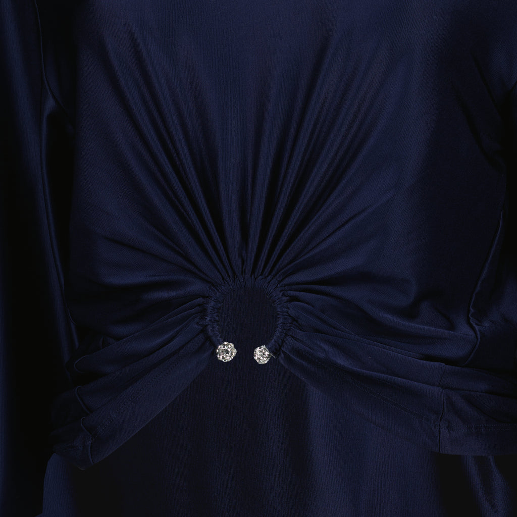 여성 브랜드 Rabanne의 네이비 블루 저지 크롭 탑 이미지 - 2026 봄-여름 - 상세 보기_2