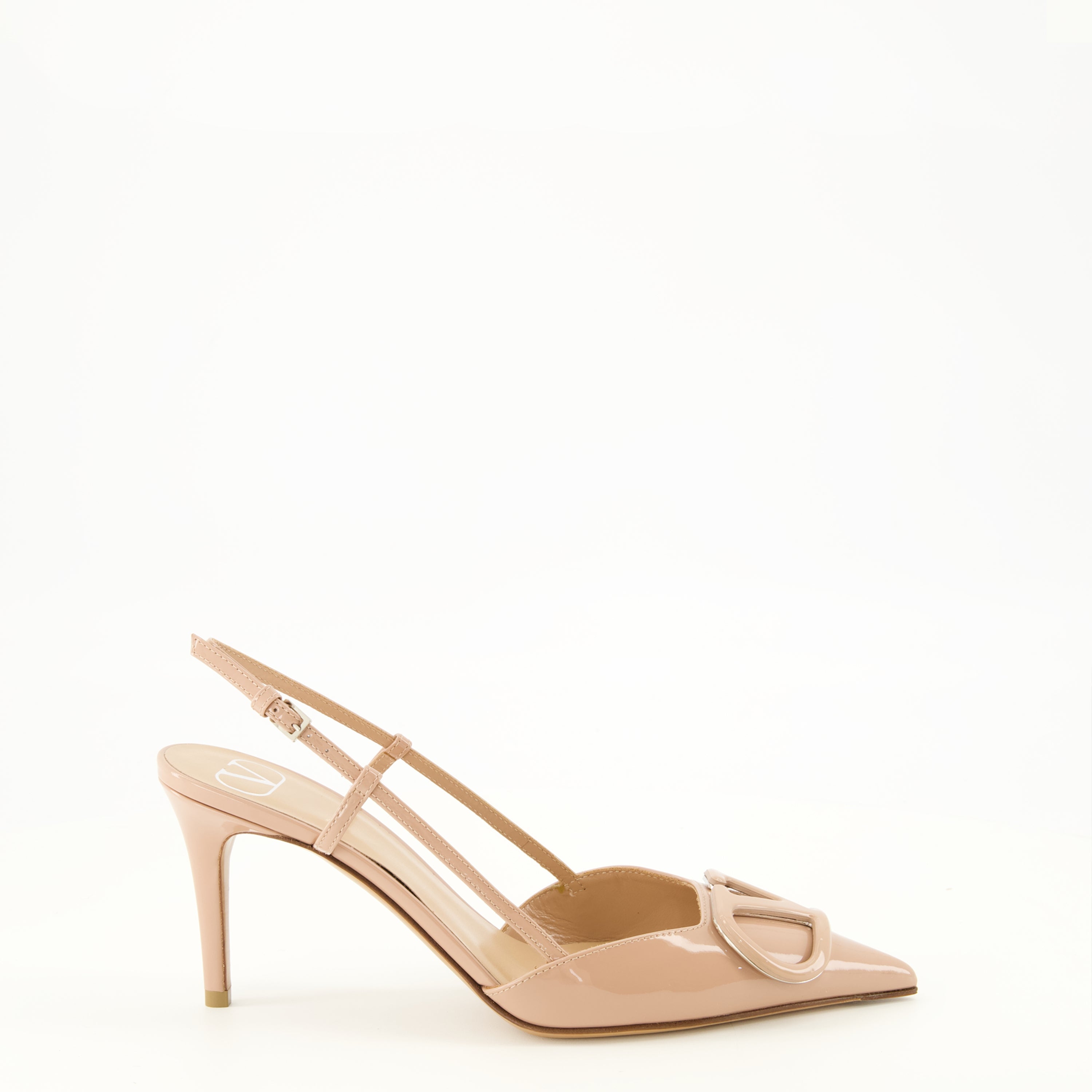 Escarpins VLogo Pumps en Cuero Patente Rosa Valentino Garavani Rose Femme