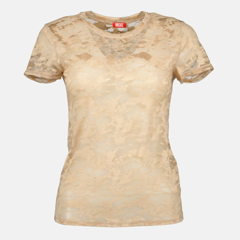 Imagen de la camiseta Kasia-ULT de encaje beige de la marca Diesel para Mujer - Temporada Primavera-Verano 2026 - Vista Frontal
