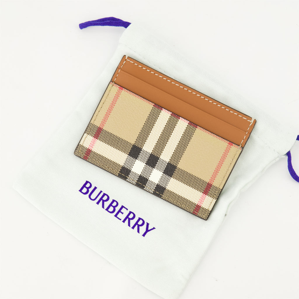 Small leather goods Sandon Check Card Holder Burberry Beige Femme