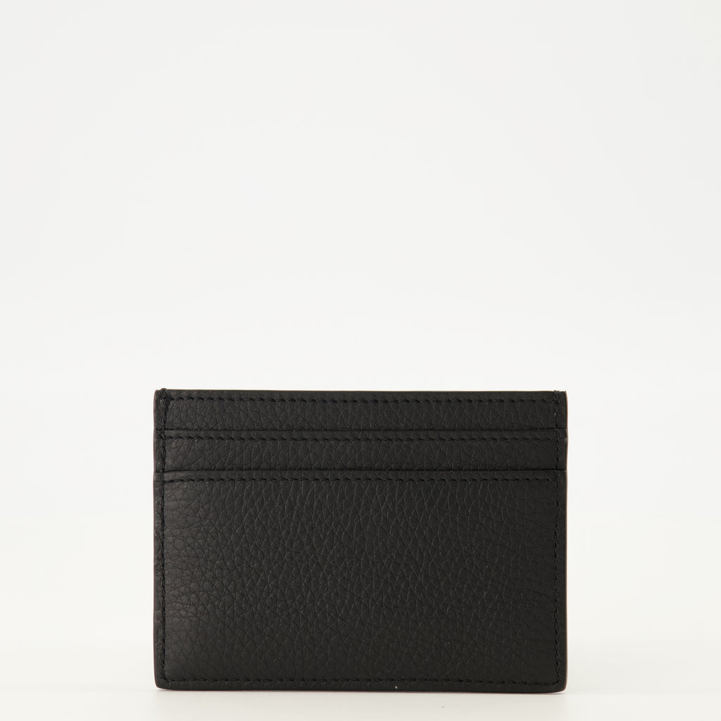 Image of the Tiny Cassandre black leather cardholder by Saint Laurent for Men - Spring-Summer 2026 - Back View