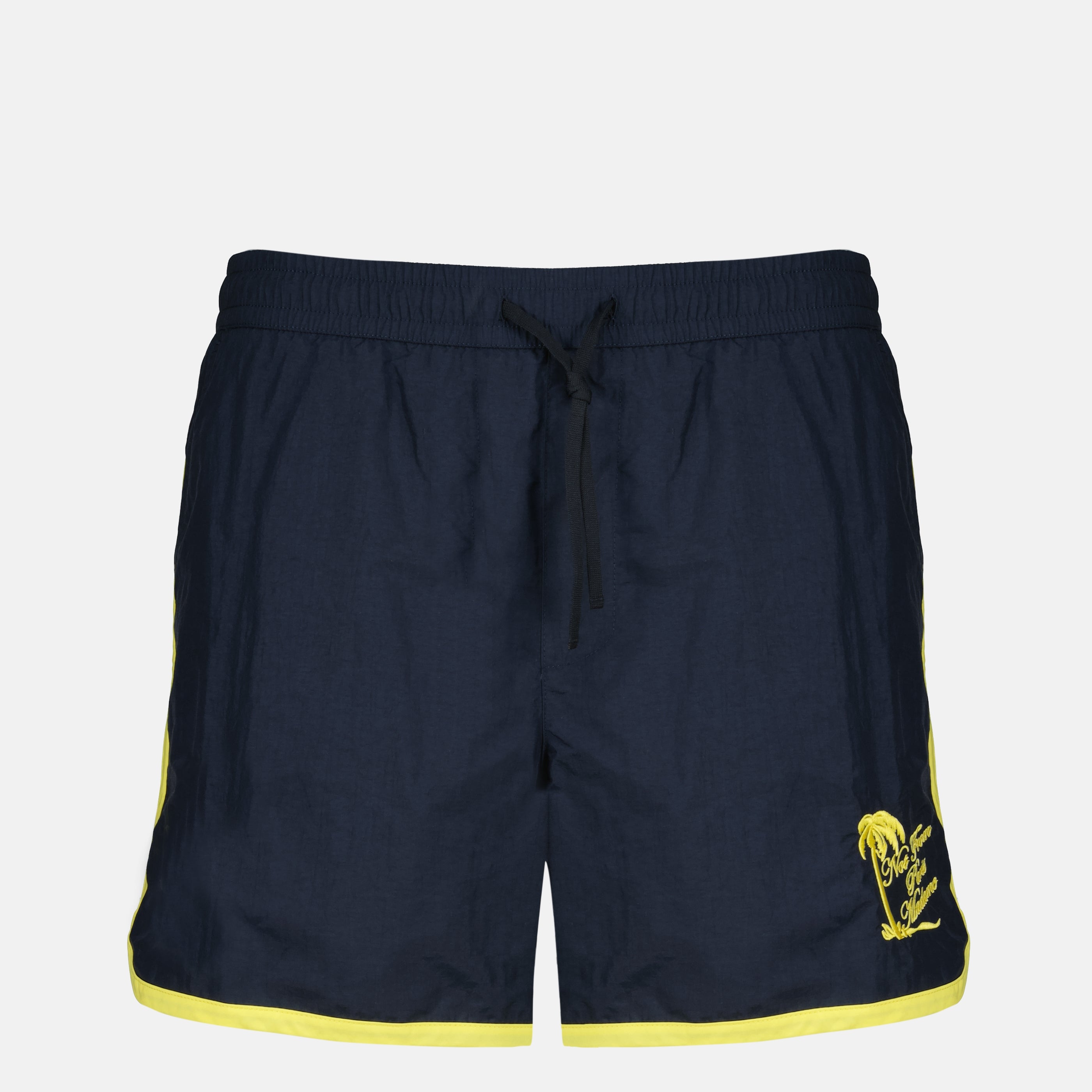 Bild der Drole De Monsieur Herren Badehose aus marineblauem Nylon mit Palmen - Frühling-Sommer 2026 - Vorderansicht