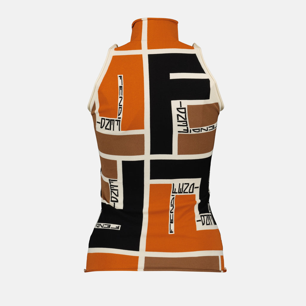 Tops Sleeveless Top in Lycra® Fendi Orange Femme