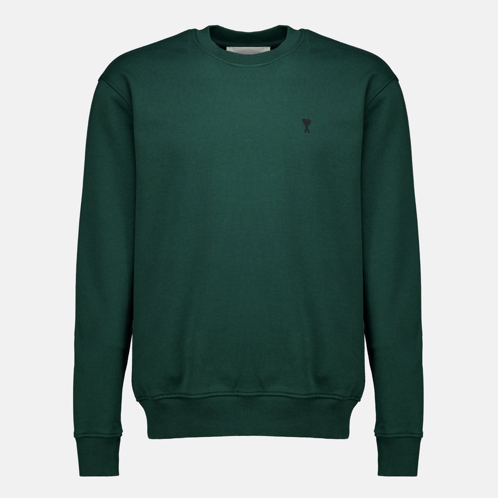 Sweatshirts Green Cotton Sweatshirt Ami PARIS Vert Homme