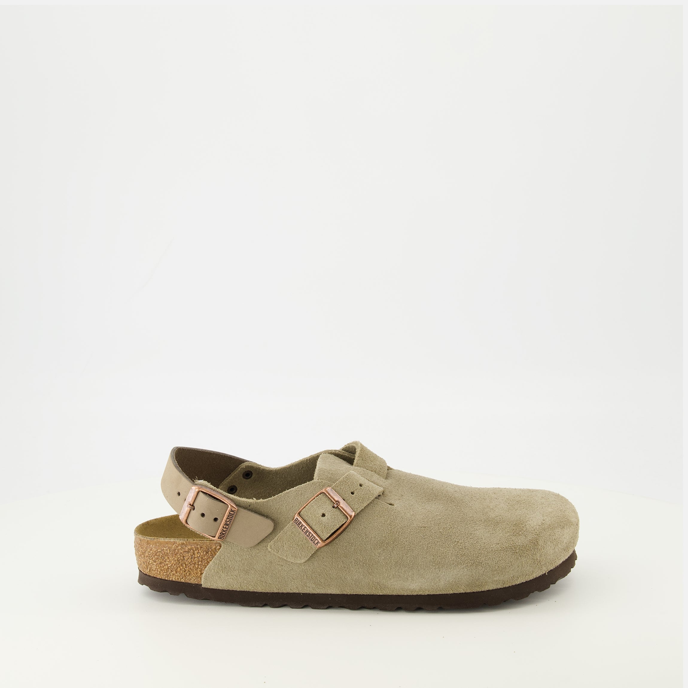 Image of the Birkenstock Tokio taupe mules for Unisex - Spring-Summer 2026 - Right side view