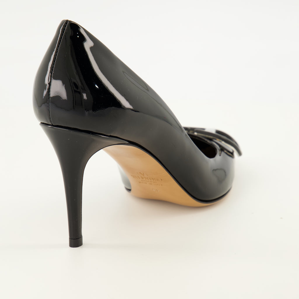 Escarpins VLogo Décolleté Nere in Pelle Verniciata Valentino Garavani Noir Femme