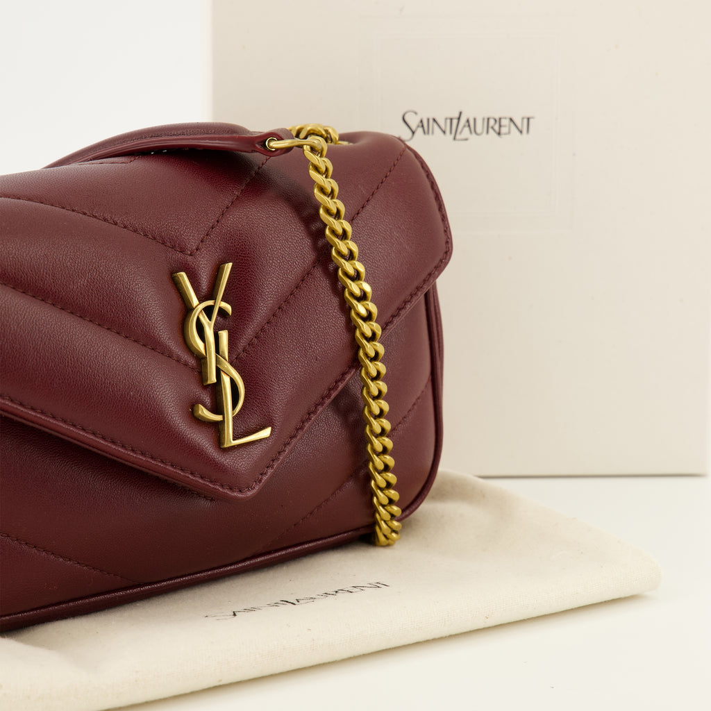 Sacs bandoulière Mini bag Loulou em pele bordeaux Saint Laurent Bordeaux Femme