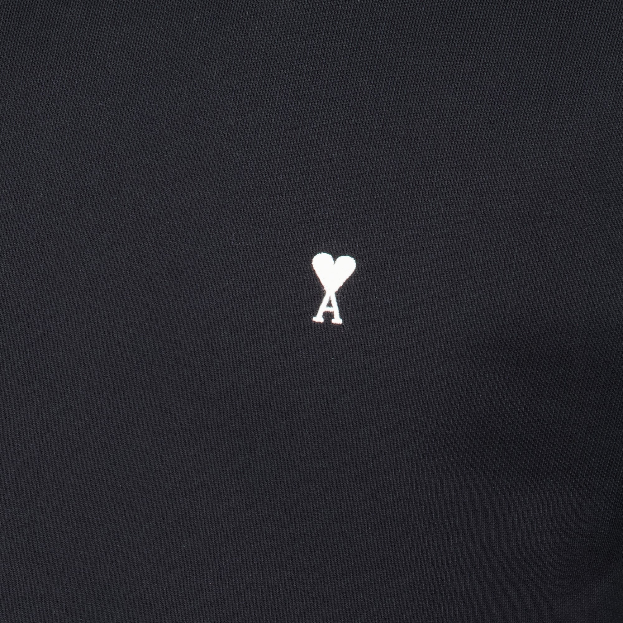 Sweatshirts Sweatshirt AMI de coeur noir en coton Ami PARIS Noir Homme