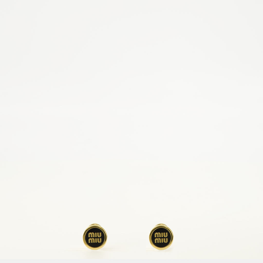 Bijoux Brincos de Metal com Email Branco Miu Miu Noir Femme