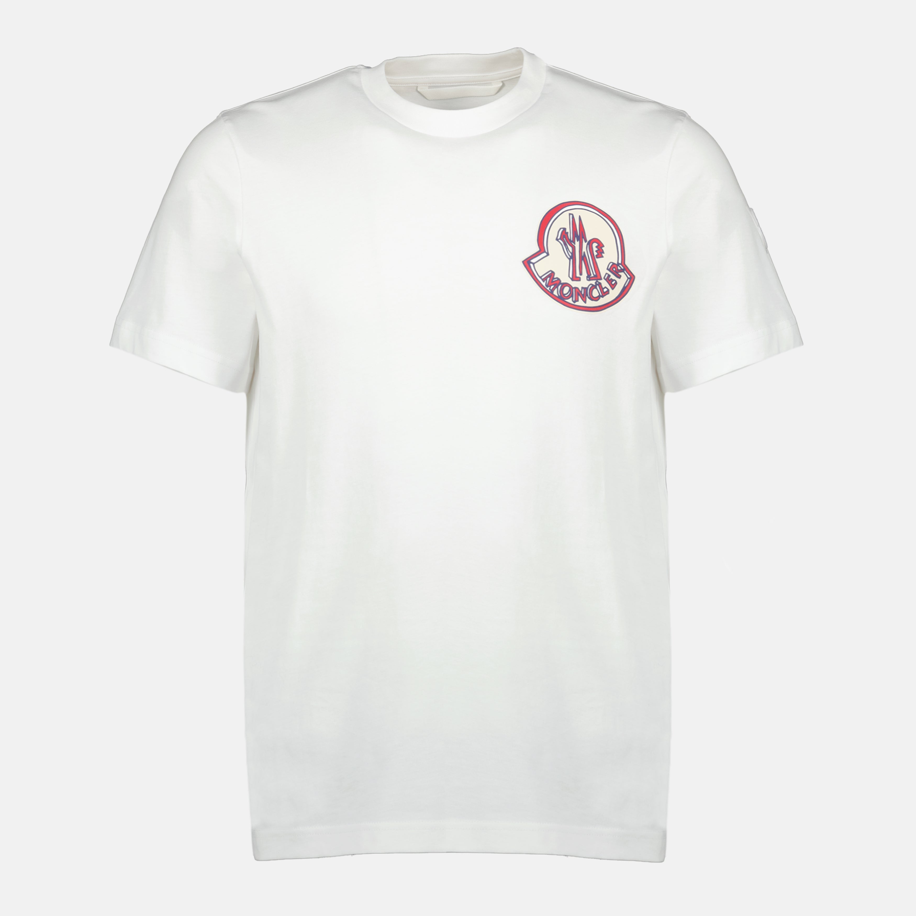 Image of the Moncler Men's white logo T-shirt - Spring-Summer 2026 - Front View