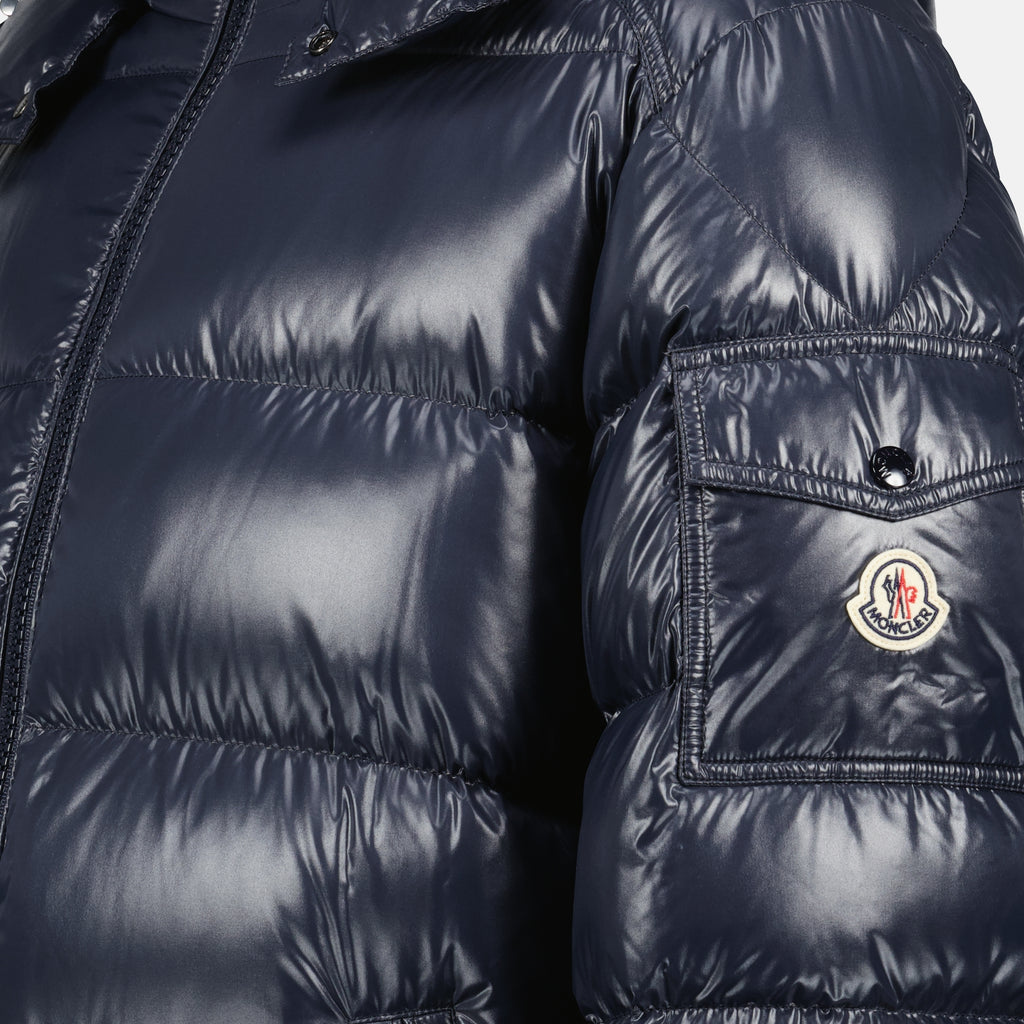 Image of the Moncler Men's Navy Blue Maya Down Jacket - Autumn-Winter 2025 - Detailed View_1