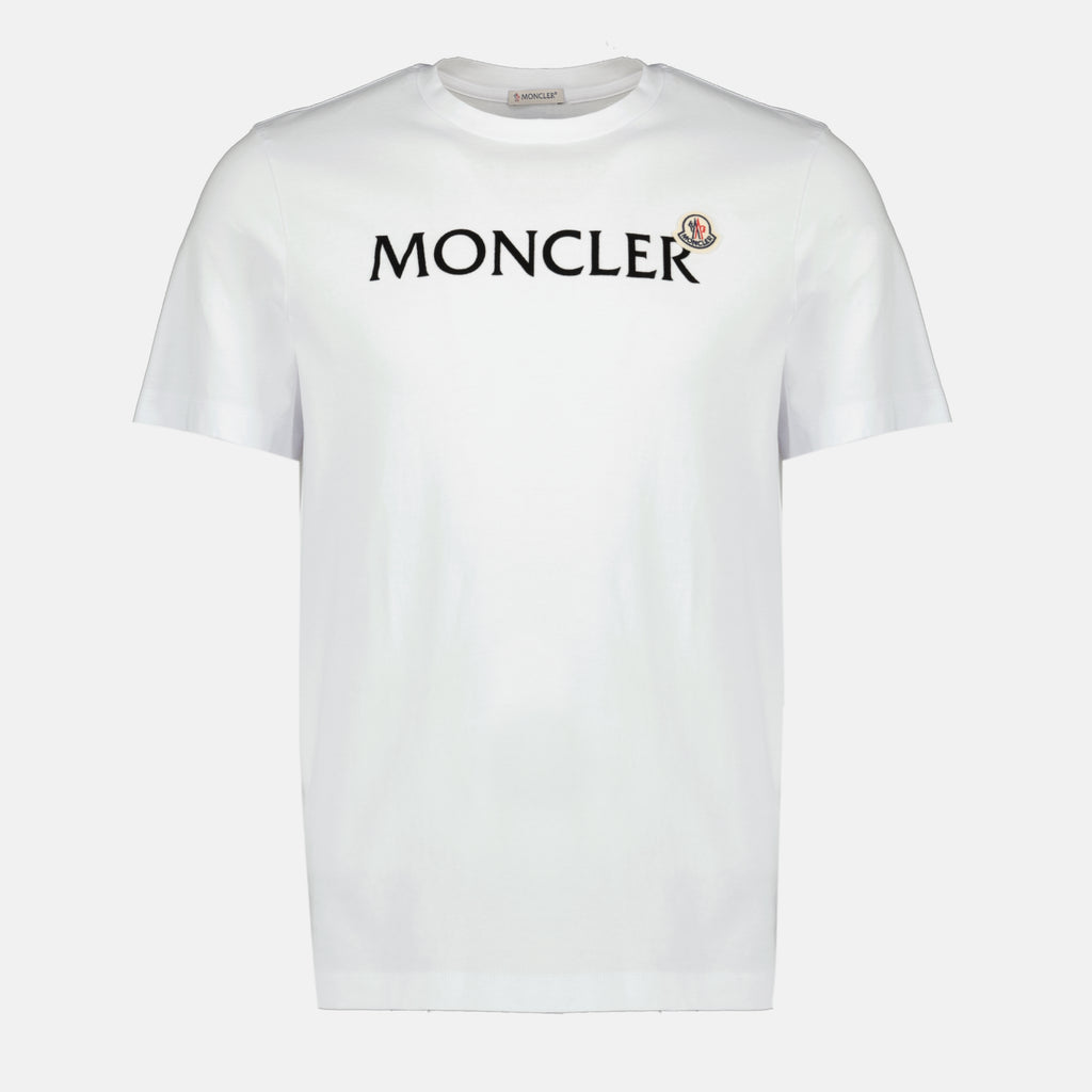 Image de l'article T-shirt à logo floqué blanc de la marque Moncler pour Homme - Saison Printemps-Été 2026 - Vue de Face
