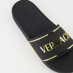 Offene schuhe Claquettes à logo Versace Schwarz Homme