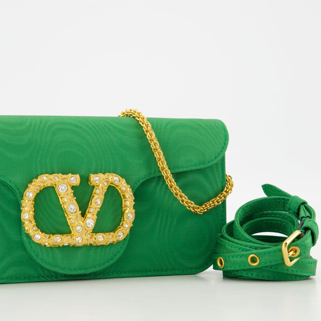 Bolsas de mão e de ombro Small Locò Bag in Moiré Valentino Garavani Verde Femme