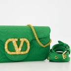 Bolsas de mão e de ombro Small Locò Bag in Moiré Valentino Garavani Verde Femme