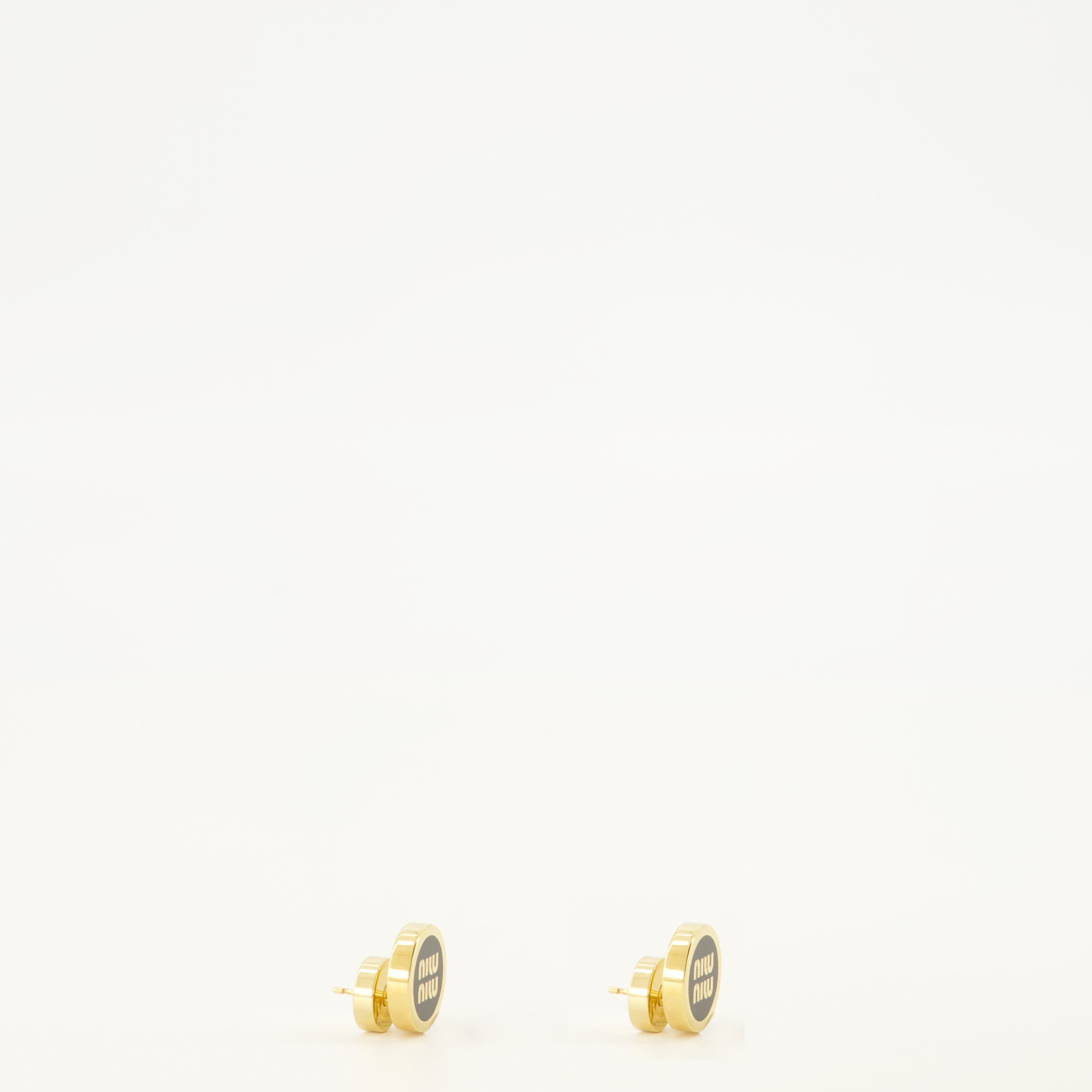Bijoux Brincos de Metal com Email Branco Miu Miu Noir Femme
