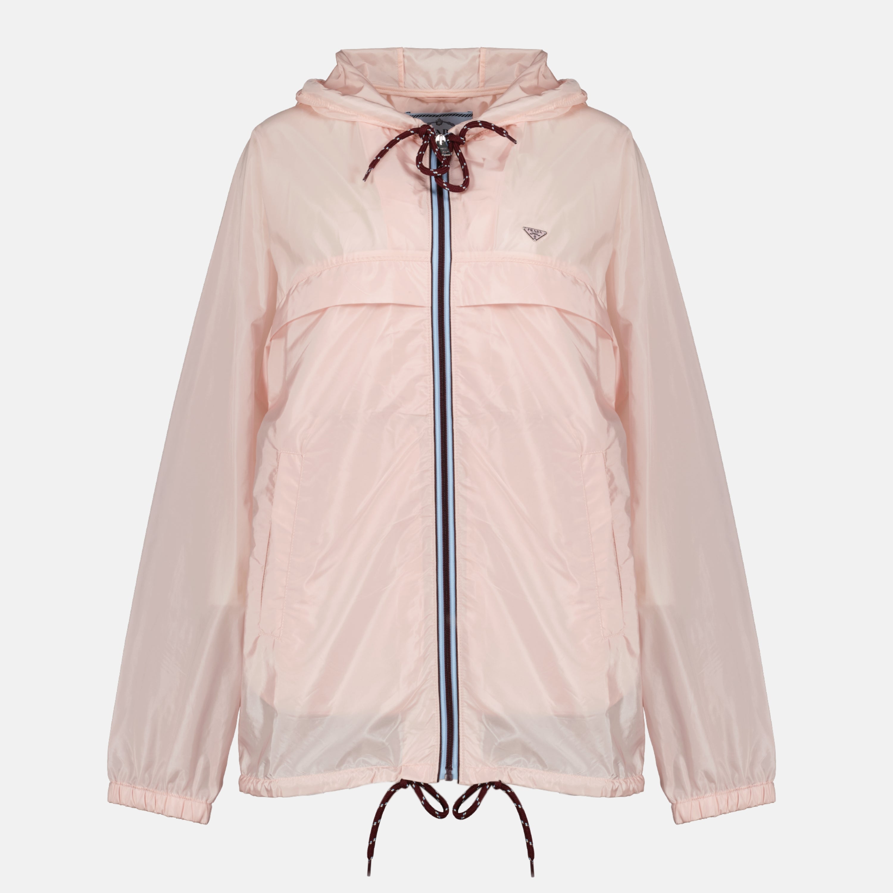 프라다의 여성용 미드 길이 핑크 리나일론 방풍재의 이미지 - 2026 봄-여름 - 정면 보기