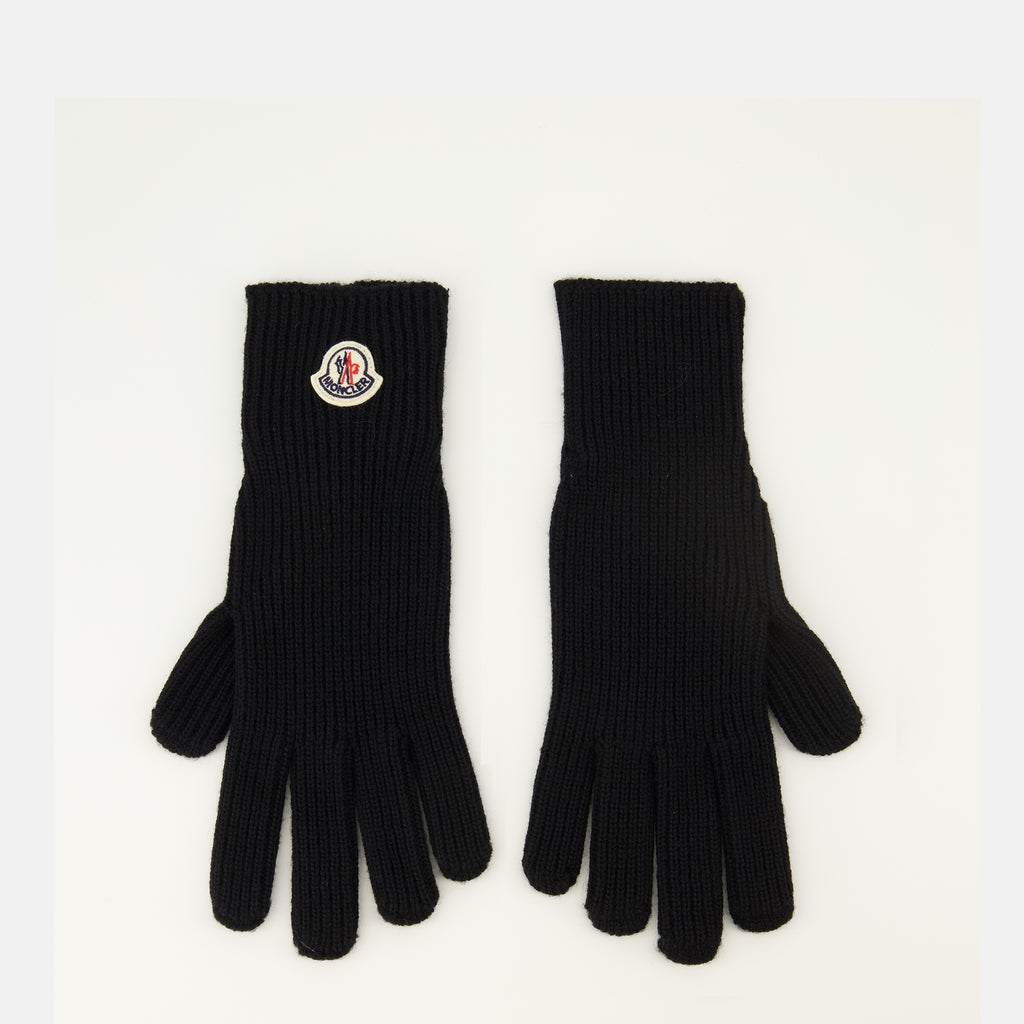 Image de l'article Gants en laine noir de la marque Moncler pour Homme - Saison Automne-Hiver 2025 - Vue de Face