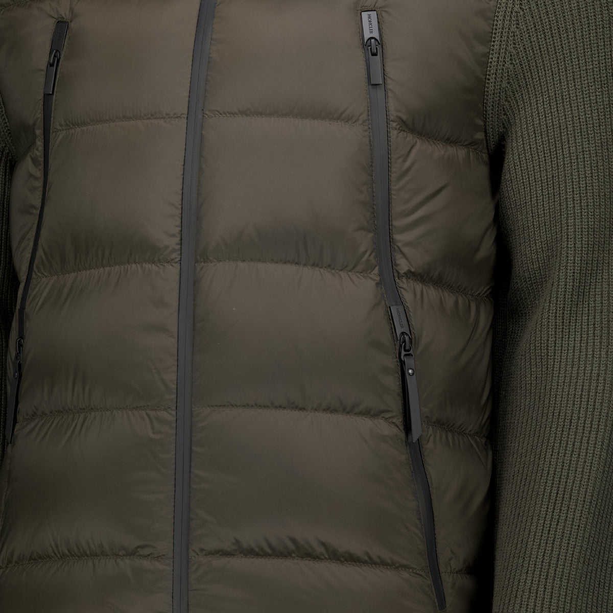 Vestes 黒の二素材カーディガン Moncler Kaki Homme