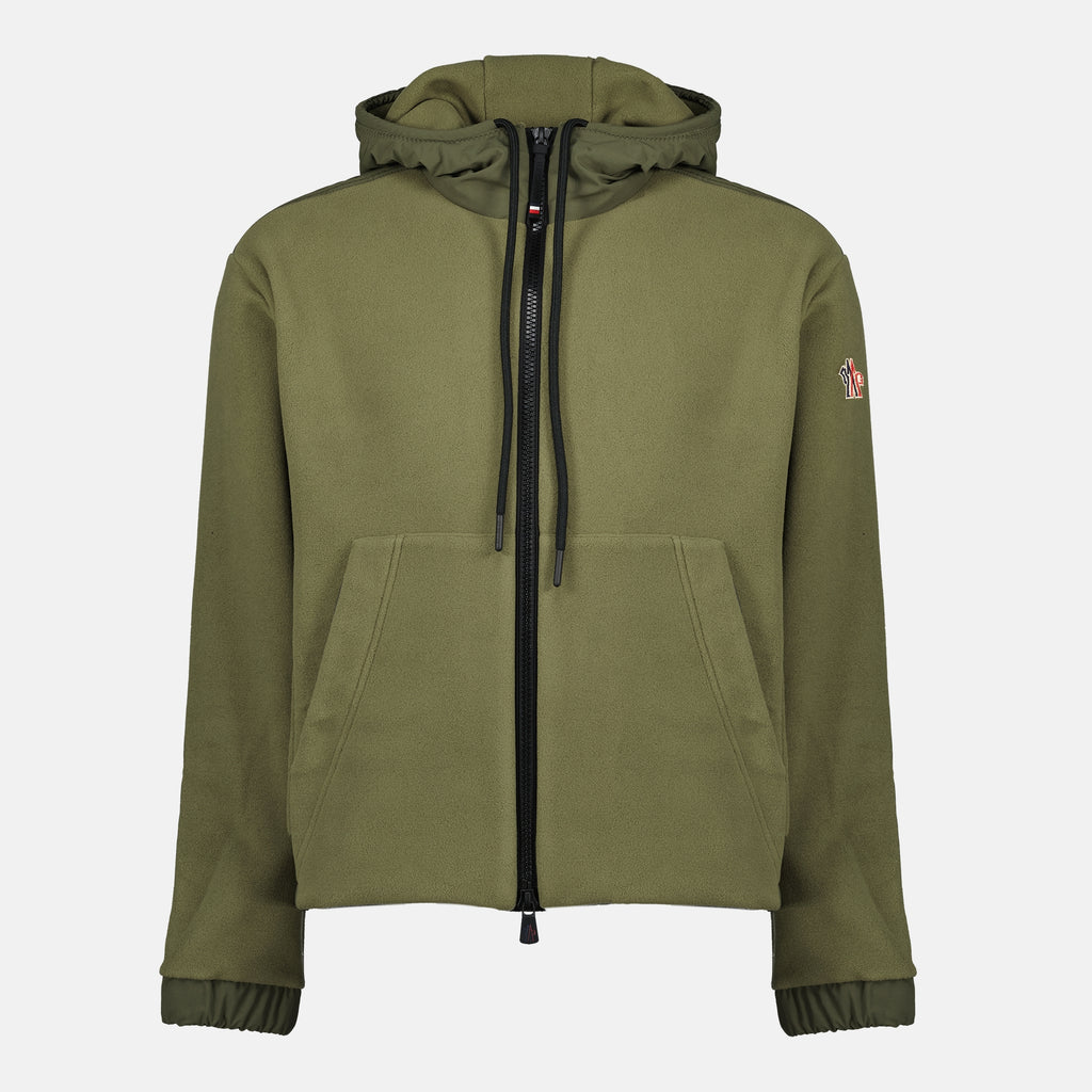 Image de l'article Cardigan zippé en Polartec® kaki de la marque Moncler Grenoble pour Homme - Saison Automne-Hiver 2025 - Vue de Face