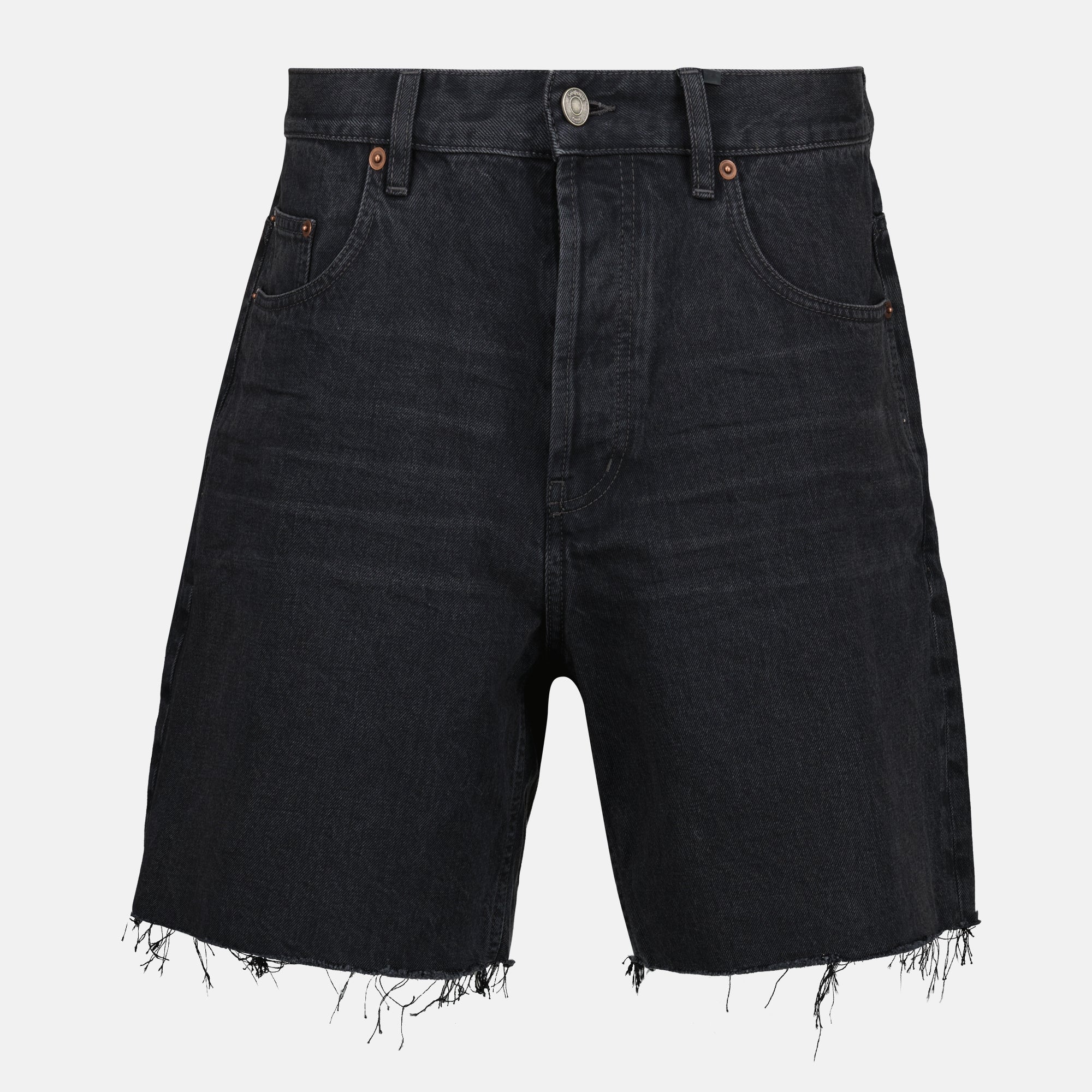 Pantaloni Bermuda in Denim Saint Laurent Nero Donne