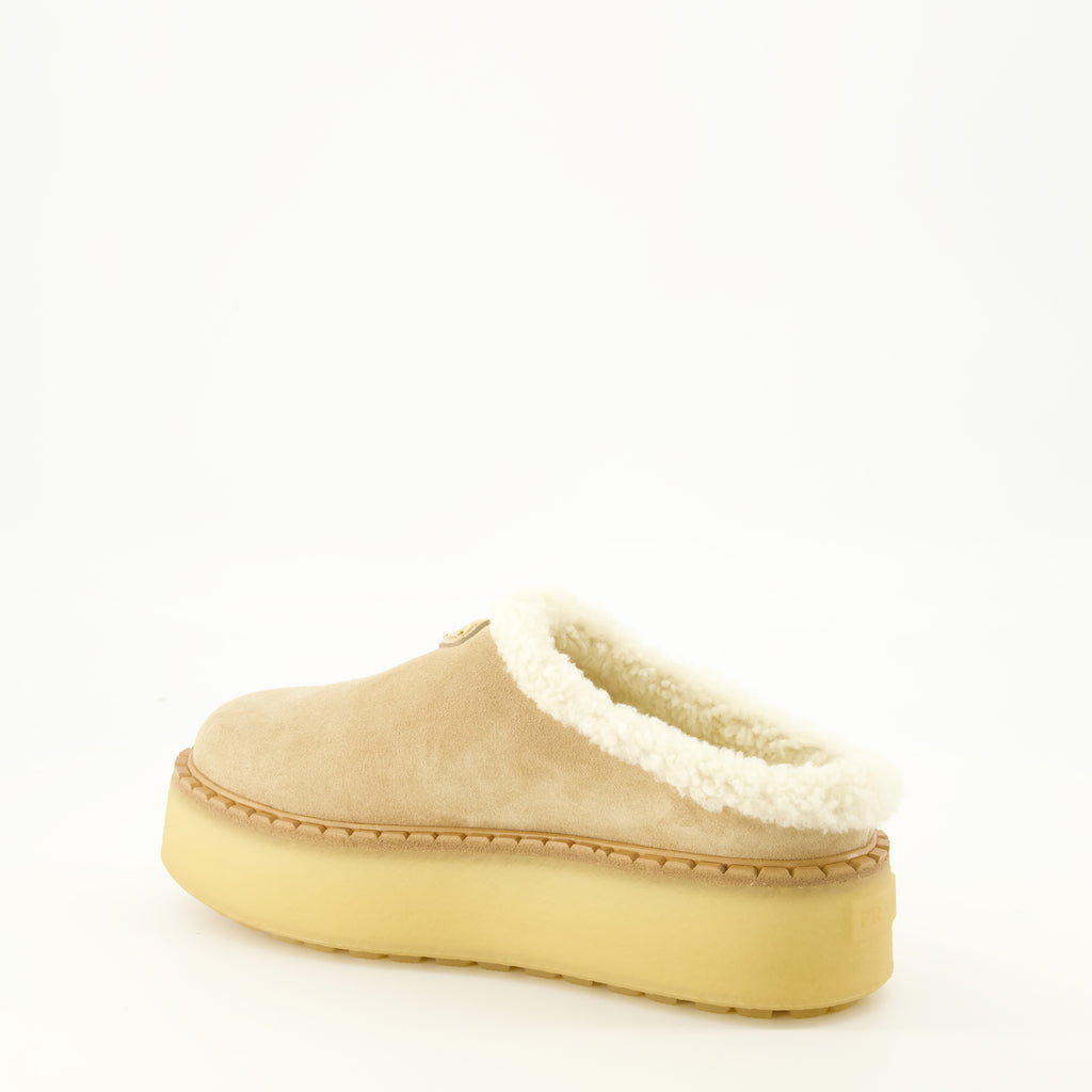 Chaussures ouvertes Mules de Camurça Bege Prada Beige Femme