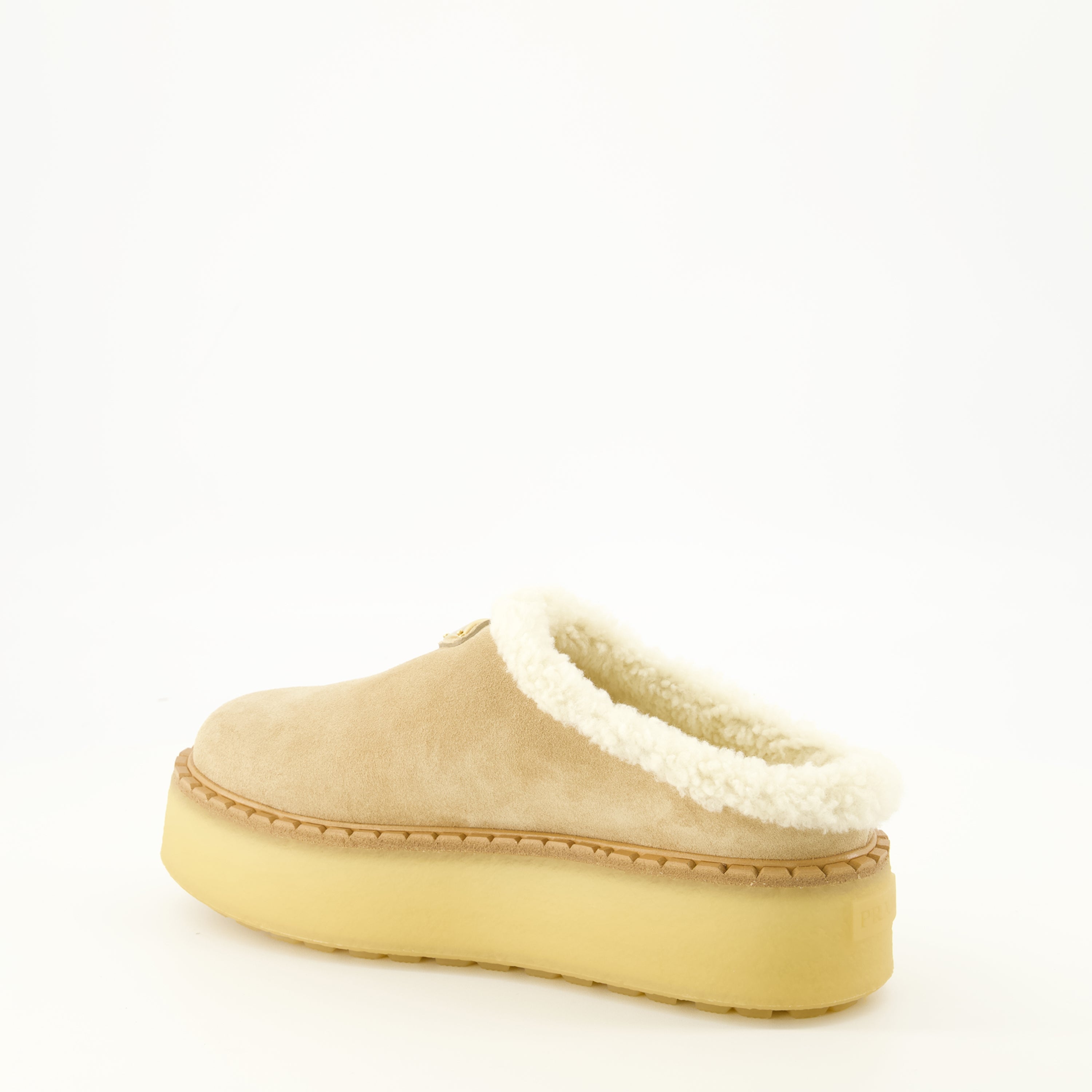 Chaussures ouvertes Mules de Camurça Bege Prada Beige Femme