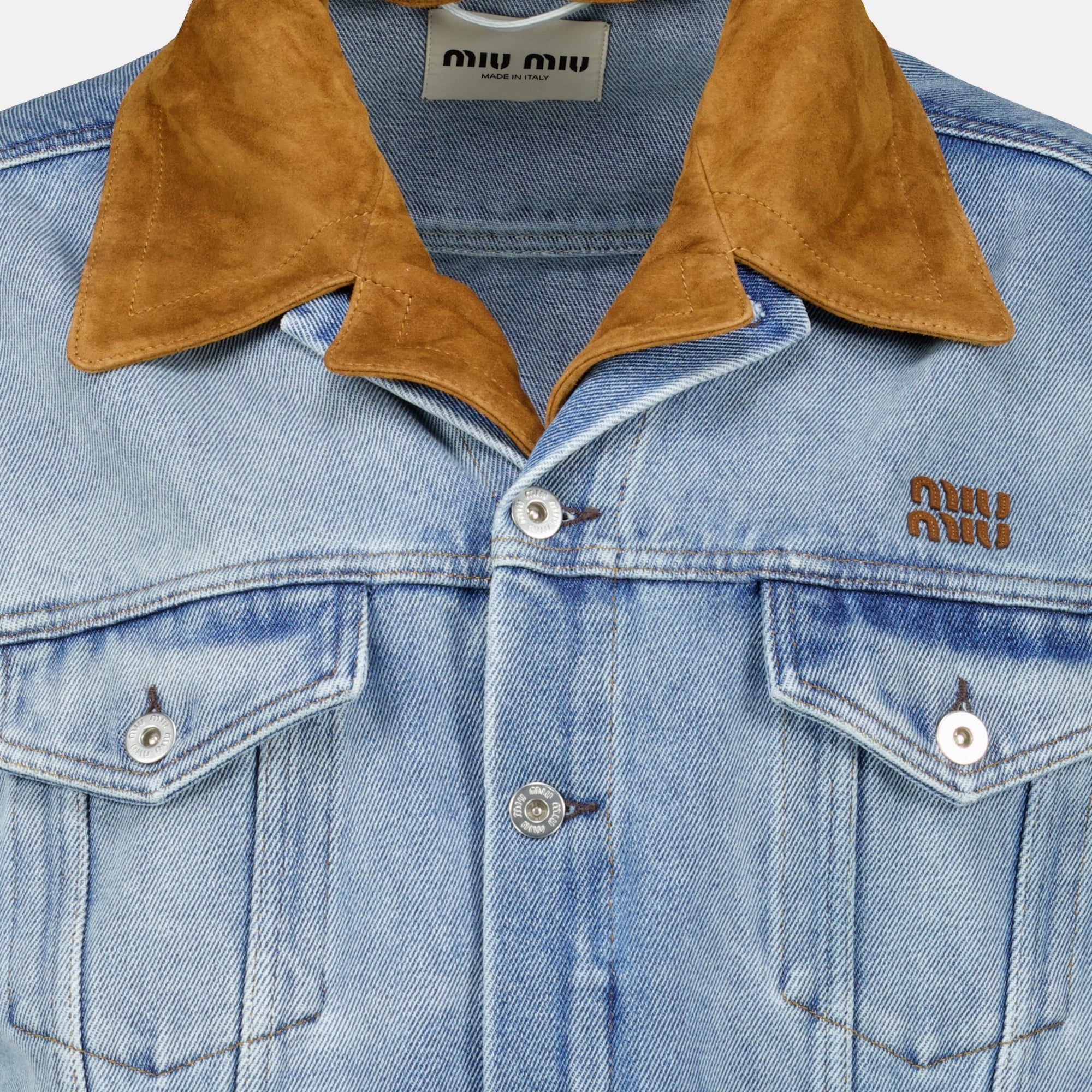 Blue Denim and Suede Jacket Miu Miu - Women – myCompañero
