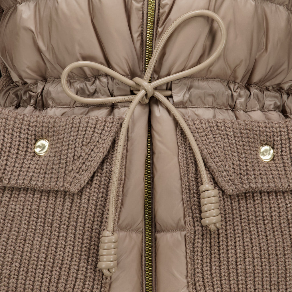 Vestes Cárdigan Beige con Cierre y Cinturón Moncler Beige Femme