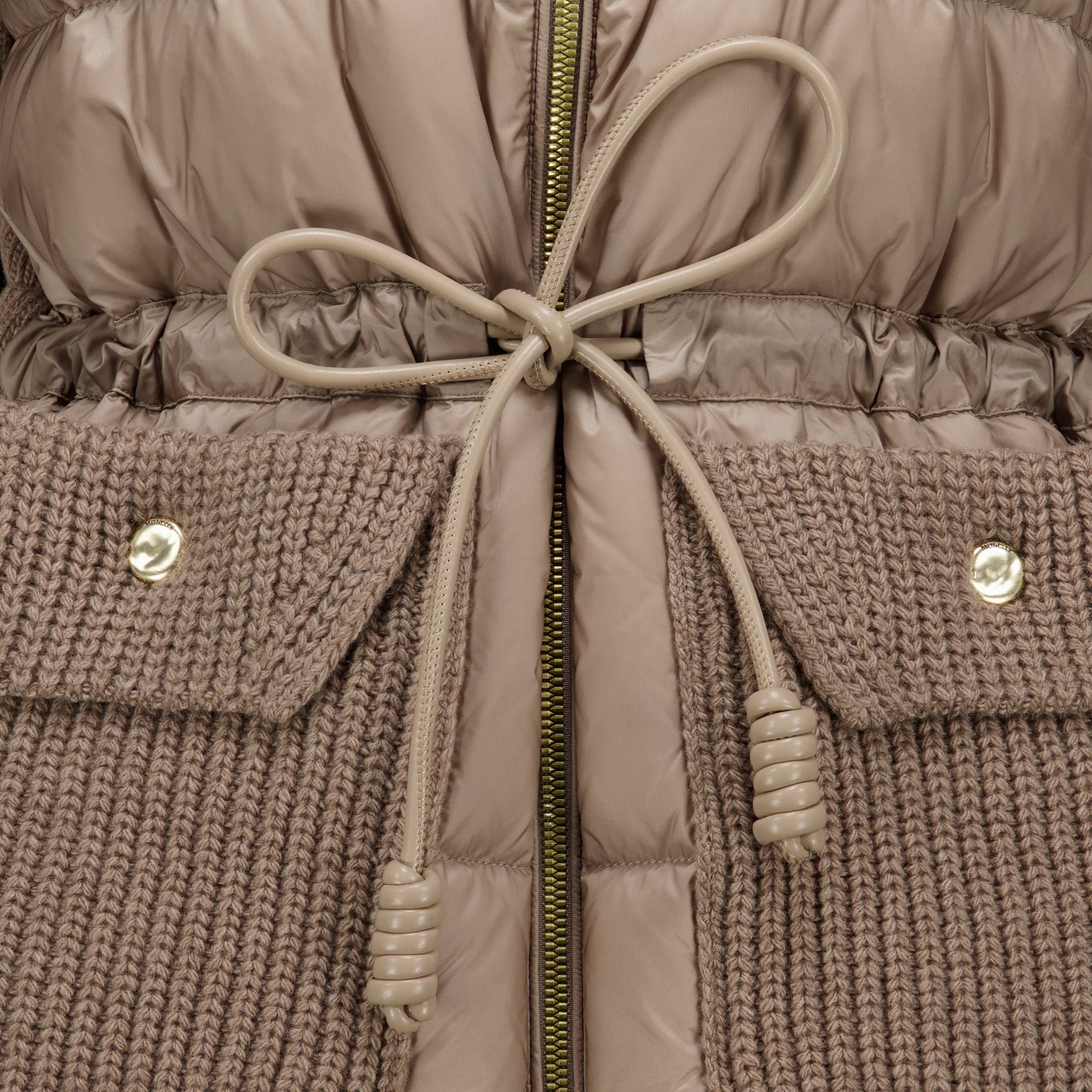 Vestes Cárdigan Beige con Cierre y Cinturón Moncler Beige Femme