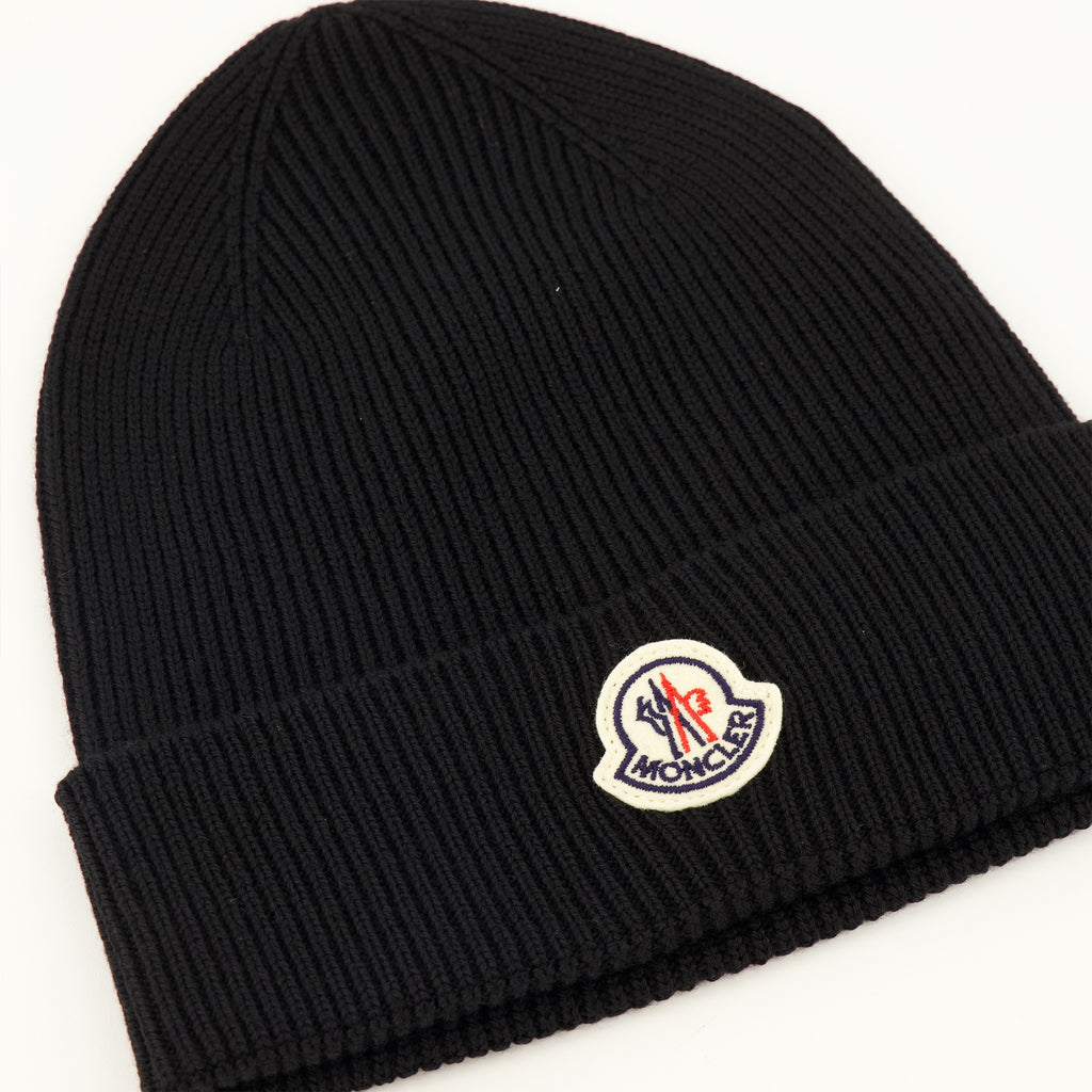 Chapeaux, casquettes et bonnets Schwarze Wollmütze Moncler Noir Homme